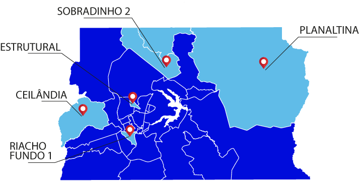 mapa do df mostrando as cidades do projeto